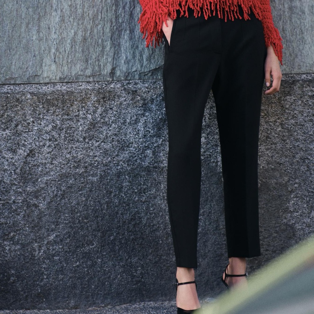 Zara High Waisted Trousers - Black - Large